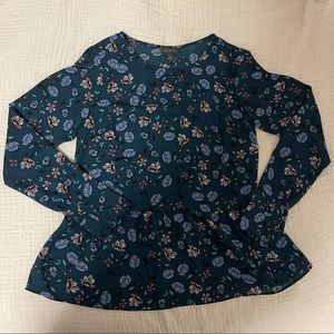 Floral peplum turquoise blouse